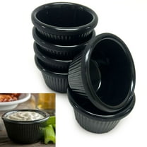 6 Mini Ramekins Black Melamine Condiment Bowl Souffle Dish Saucer Cups BPA Free