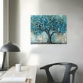 thumbnail image 4 of Creowell  Tree Wall Art Teal Blue Nature Tree of Life  Canvas Painting Textured Picture, Modern Landscape Artwork  for Living Room Bedroom Bathroom Office Home Decor 20x16 in/16x12 in, 4 of 6