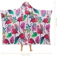 thumbnail image 2 of Pink-flamingos-palms-leaves Wearable Blanket Women Men Hooded Blanket Adult Plush Poncho Lightweight Soft, 2 of 6