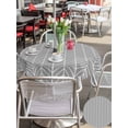 thumbnail image 5 of Outdoor Tablecloth with Umbrella Hole for Patio/Picnic/Party/Camping, Grey Geometric Waterproof Table Cloth Round Cover Washable, Modern Pure Color Abstract Striped (Dia 54"), 5 of 8