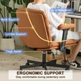 thumbnail image 3 of Falvinoryn 25.6" Wide Seat Office Chair, High Back Ergonomic Task Chair with Padded Adjustable Armrests and Double Cushion, Swivel Home Office Desk Chair for Office, Bedroom (Brown), 3 of 10