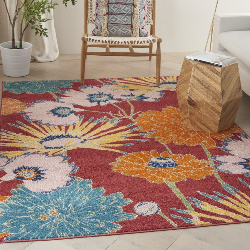 Nourison Allur Botanical Red Multicolor Area Rug
