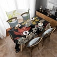 thumbnail image 4 of Bohemia Rectangle Tablecloth, Vintage Boho Floral Flowers Leaves Plants Black Waterproof & StainResistant Tablecloth, Washable Oil-proof Table Cover for Dining/Party/Wedding/Camping/Buffet 60x84 In, 4 of 9