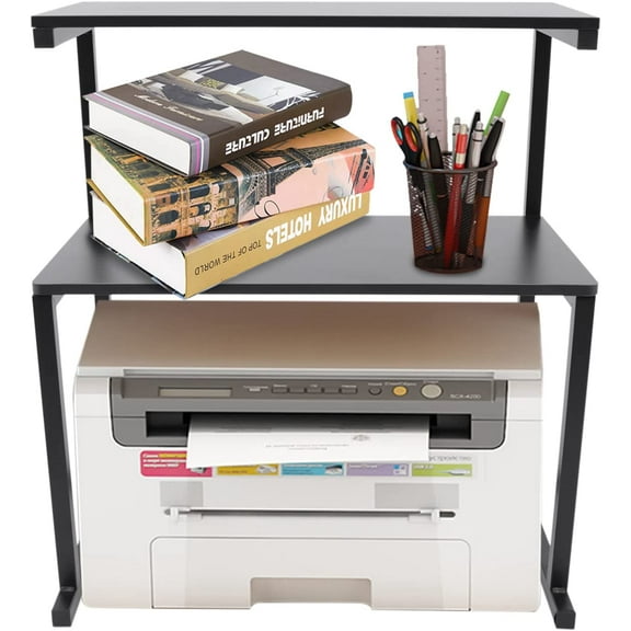 Black 3-Tier Printer Stand Rectangular Desktop Storage Rack for Home Office