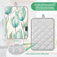 thumbnail image 3 of Two Pieces Of Square Heat Insulation Pad Oven Mitts 7x9.8 Inch Oven Microwave Kitchen Cooking Baking Green Tulip, 3 of 7