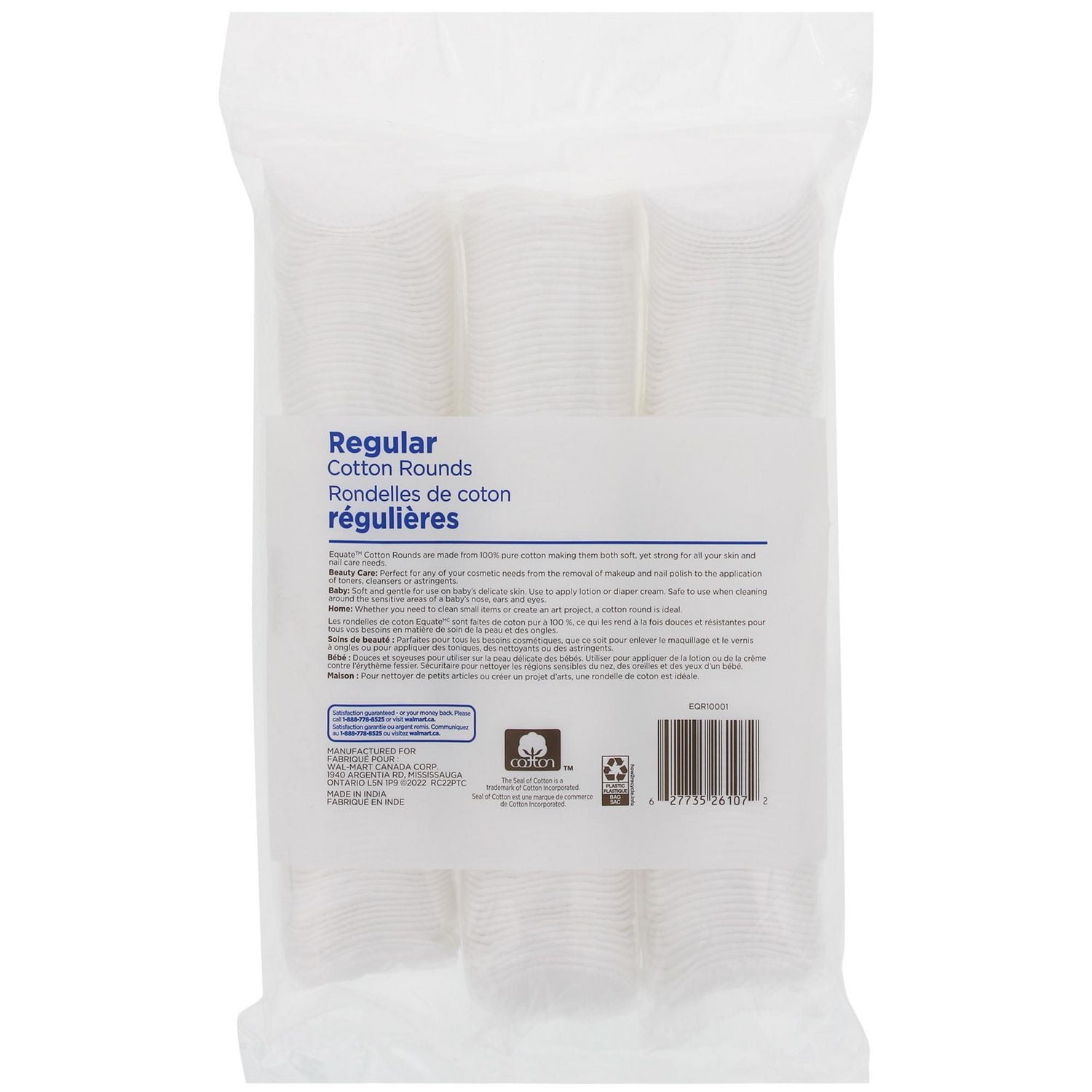 Equate Regular Cotton Rounds, 3 x 100 pack