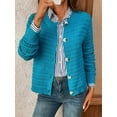 thumbnail image 4 of Women'S Knit Cardigan Sweaters Casual Long Sleeve Open Front Button Down Trendy Jackets Outerwear  Blue S, 4 of 7