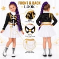 thumbnail image 2 of Girls Halloween Costume, Pop Idol Stage Performance Outfit with Sequin Jacket, Tulle Skirt and Braided Ponytail Extension, 6-Piece Singer Cosplay Set for Dress Up Parties, 2 of 9