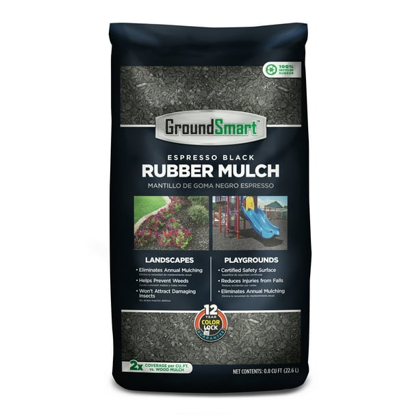 GroundSmart Rubber Mulch, Espresso Black, 0.8 cu ft