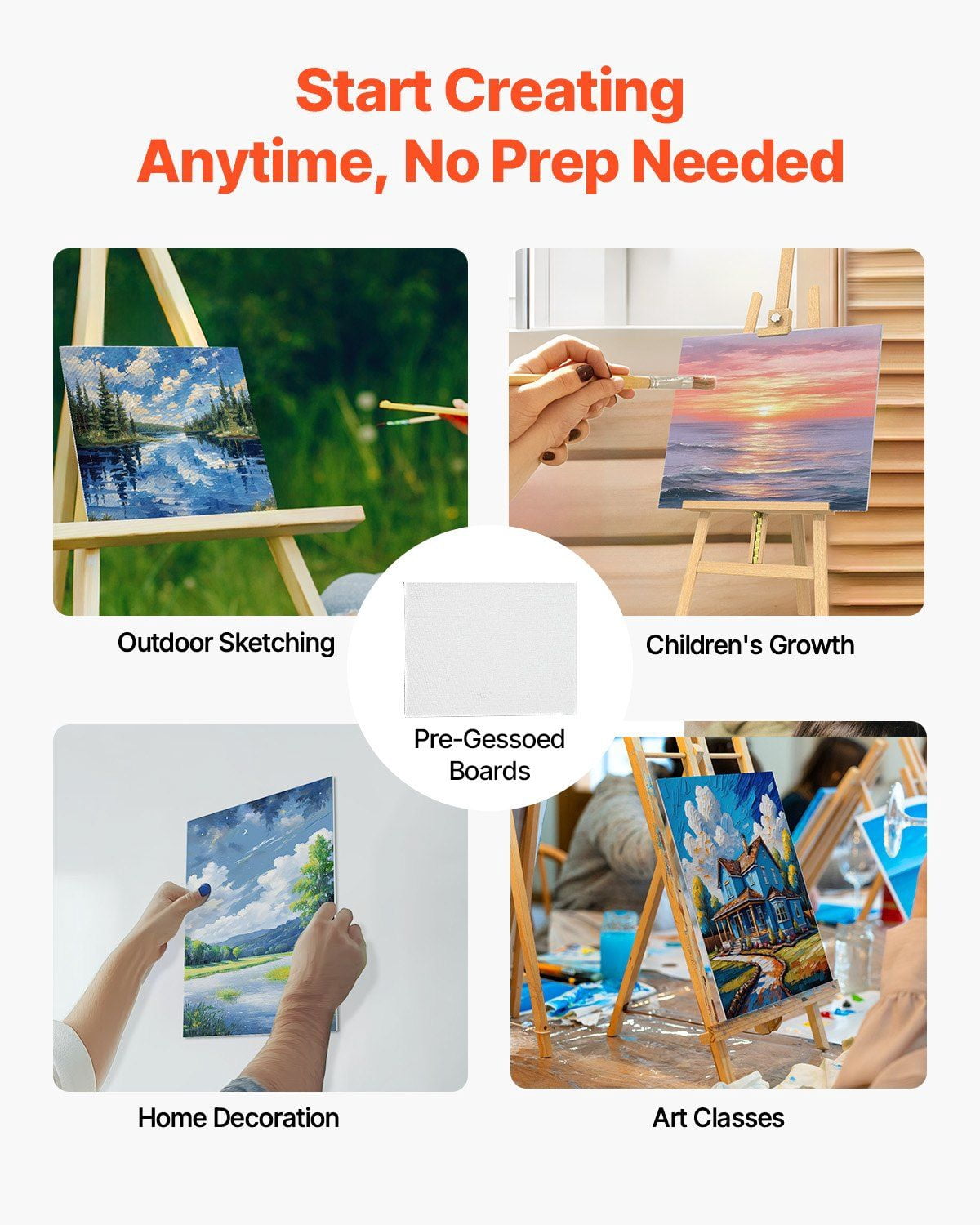 Canvas Boards for Painting 12 Pack 11 x 14 Inch Blank Canvases with 3mm Thick MDF Board, Pre-Treated with Gesso, Kid-Friendly, Suitable for Acrylic, Oil, Watercolor, Sketching, Art Projects, and Gift