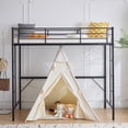 thumbnail image 3 of Ktaxon Twin Loft Bed with Stairs Metal Single Loft Bunk Bed with Safety Guard Rails & 2 Side Ladder for Kids Teens Adults, Black, 3 of 8