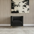 thumbnail image 3 of Home Design Weiss Velvet Square Arm Chair with Channel-Tufted Back and Gold Metal Legs, Modern Upholstered Living Room Seating, Black, 3 of 5