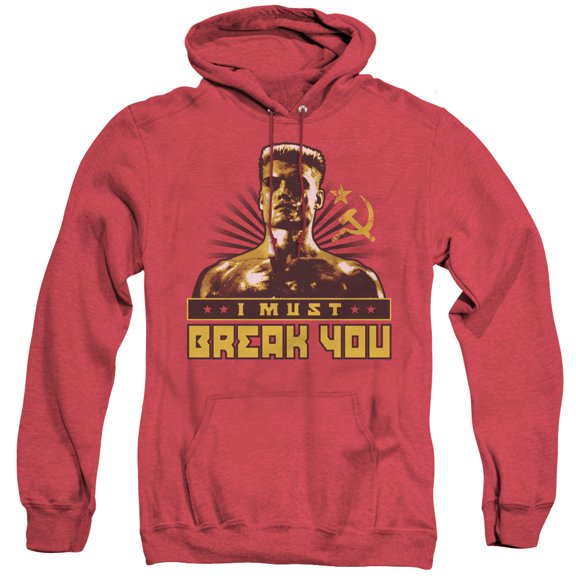 Rocky Iv I Must Break You Adult Heather Hoodie Sweatshirt Red