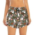 thumbnail image 2 of Sigee Rabbits on Floral for Women's Athletic Shorts High Waisted Running Shorts Pocket Sporty Short Gym Elastic Workout Shorts, 2 of 9