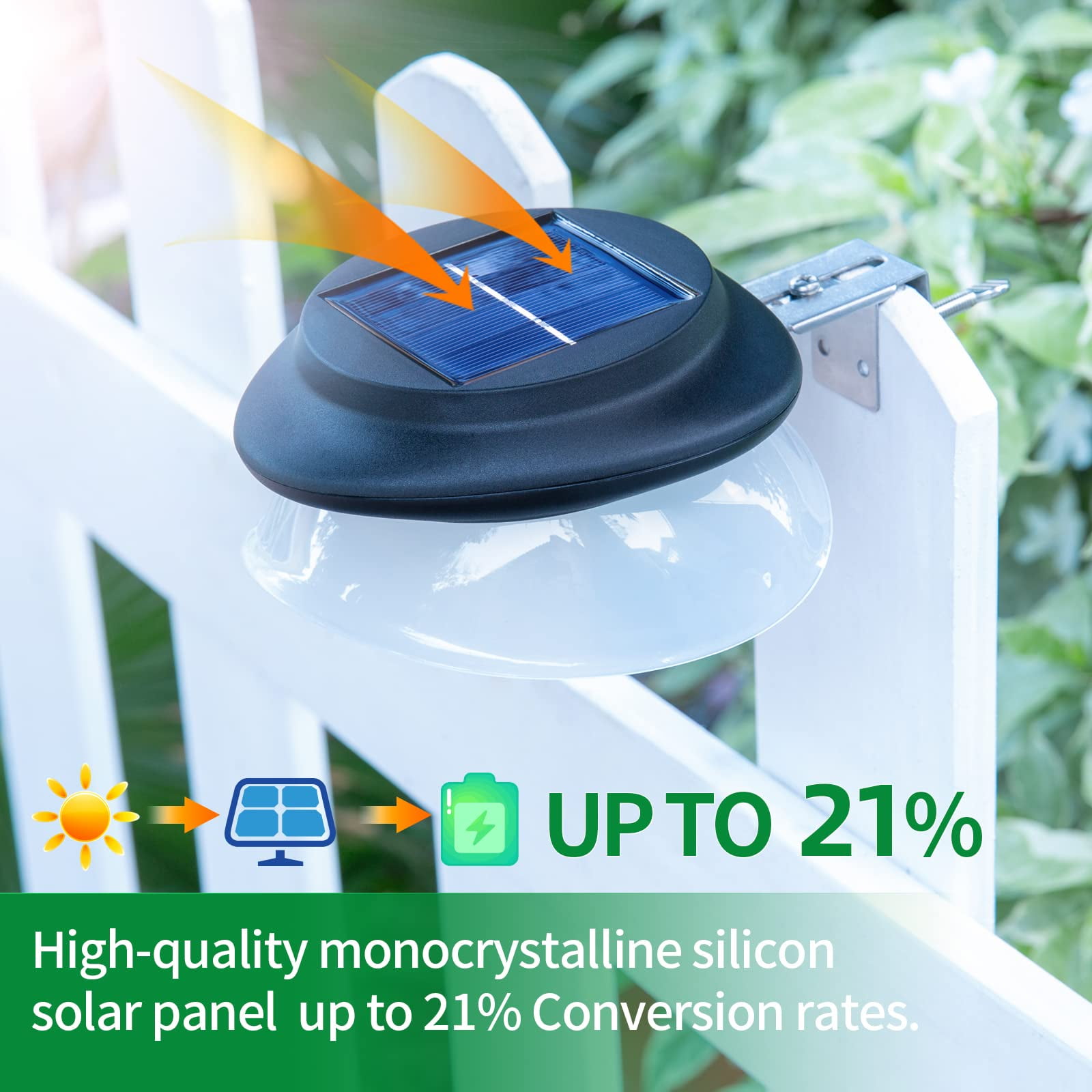 ROSHWEY 6PCS Solar Eaves Lights, Solar Fence Lights Outdoor Waterproof, Solar UFO Lights for Gutter, Backyard, Garage, Black Shell Cool Light