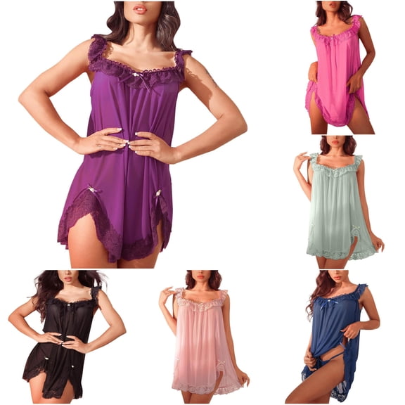 XIAONU Womens Lace Nightgown Sheer Design Sleep Dress Nightwear