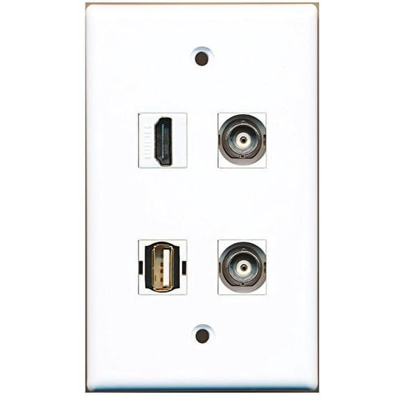 RiteAV - 1 Port HDMI 1 Port USB A-A 2 Port BNC Wall Plate