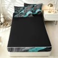 thumbnail image 4 of Erosebridal Gray Cyan Metallic Marble Zipper Twin Comforter Sets with Fitted Sheet and 2 Pillowcases for Women Men, Watercolor Ink Art Zipper Bedding Set, Black Reversible, 4 Pieces, 4 of 7