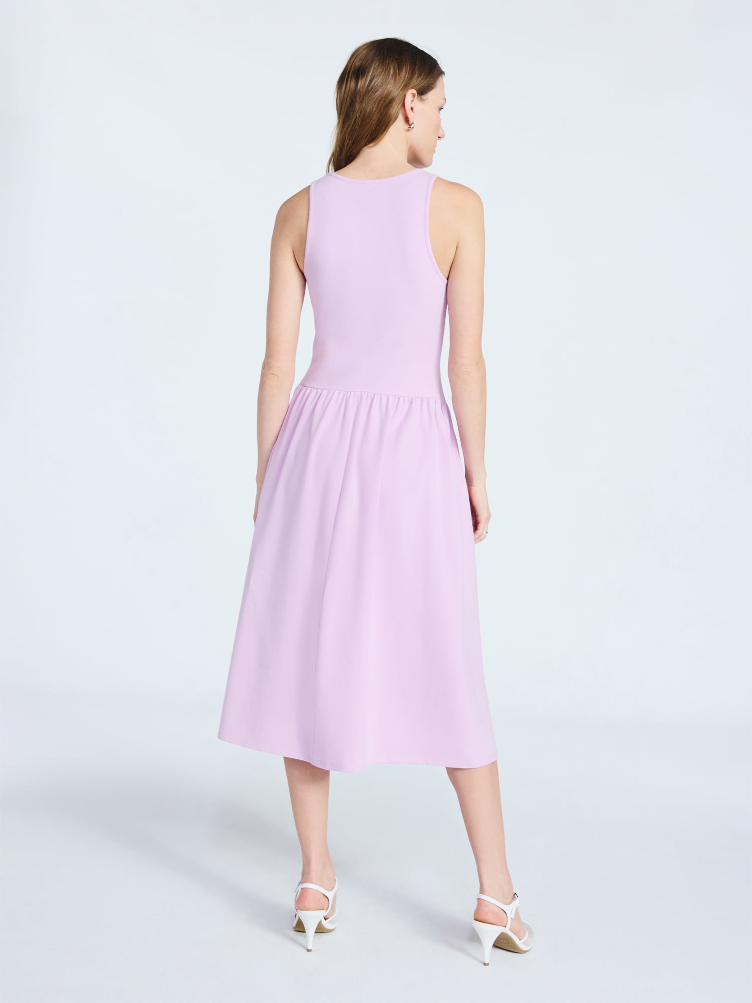 Scoop Women's and Women's Plus Stretch Cotton Blend Midi Basque Dress, Sizes XS-4X