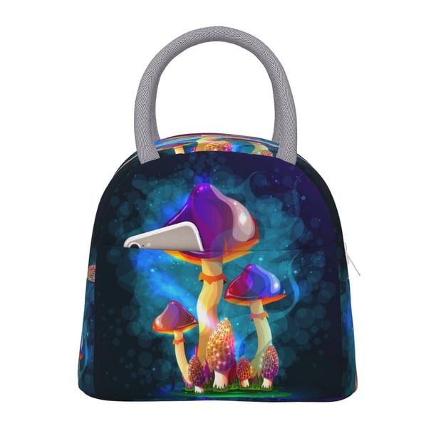 Easygdp Magic Mushrooms ,Fireflies Bolsa de Almuerzo Insulada Grande, Forro de Aluminio, Diseño Espacioso, a Prueba de Fugas, Ideal para Trabajo, Picnics, Viajes y Actividades al Aire Libre