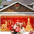 thumbnail image 3 of Christmas Garage Door Decorations, Red Gold Xmas Glitter Christmas Tree Deer Snowflake Garage Door Cover Banner, Happy New Year Holiday Family Supplies Backdrops Party Decor Banner Cover, 16X7FT, 3 of 5