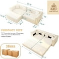 thumbnail image 2 of 90.6'' Futon Sofa Bed, Chesterfield Velvet Sleeper Sofa, Convertible Floor L-Shaped Couch, Tufted Back, 4 Pillows, Gold Edge Trim, Deep Loveseat Couches for Living Room, Apartment, Gold Beige, 2 of 9