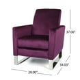 thumbnail image 4 of GDF Studio Pendry Modern Upholstered Pushback Recliner, Eggplant Purple Velvet and Silver, 4 of 7