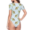 thumbnail image 4 of Haiem Cartoon Sea Turtle Women's Crew Neck Short Sleeve Bodysuit Tops Stretchy Slim Basic-X-Large, 4 of 9