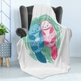 thumbnail image 4 of Otter Soft Flannel Fleece Throw Blanket, Water Mammal Watercolor Abstract Animal Pattern Aquatic Marine Life, Cozy Plush for Indoor and Outdoor Use, 60" x 80", Mint Green Blue Pink, by Ambesonne, 4 of 5