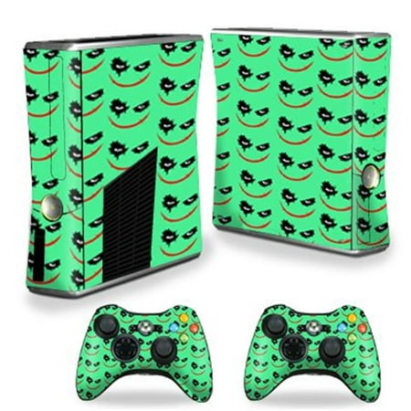 MightySkins XBOX360S-Why So Serious Skin Decal Wrap for Xbox 360 S Slim Plus 2 Controllers - Why So Serious Each Microsoft Xbox 360 S Slim Skin kit is printed with super-high resolution graphics with a ultra finish. All skins are protected with MightyShield. This laminate protects from scratching  fading  peeling and most importantly leaves no sticky mess guaranteed. Our patented advanced air-release vinyl guarantees a perfect installation everytime. When you are ready to change your skin removal is a snap  no sticky mess or gooey residue for over 4 years. This is a 8 piece vinyl skin kit. It covers the Microsoft Xbox 360 S Slim console and 2 controllers. You can t go wrong with a MightySkin. Features Skin Decal Wrap for Xbox 360 S Slim Plus 2 Controllers Microsoft Xbox 360 S decal skin Microsoft Xbox 360 S case Lime Green red art Backgrounds joker harley quinn batman heath ledger Microsoft Xbox 360 S skin Microsoft Xbox 360 S cover Microsoft Xbox 360 S decal Add style to your Microsoft Xbox 360 S Slim Quick and easy to apply Protect your Microsoft Xbox 360 S Slim from dings and scratchesSpecifications Design: Why So Serious Compatible Brand: Microsoft Compatible Model: Xbox 360 Slim Console - SKU: VSNS73449