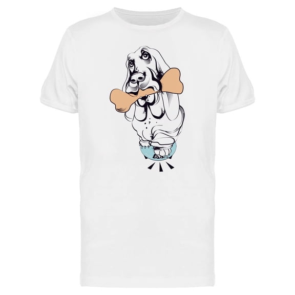 Basset Hound Holding Bone Tee Men's -Image by Shutterstock