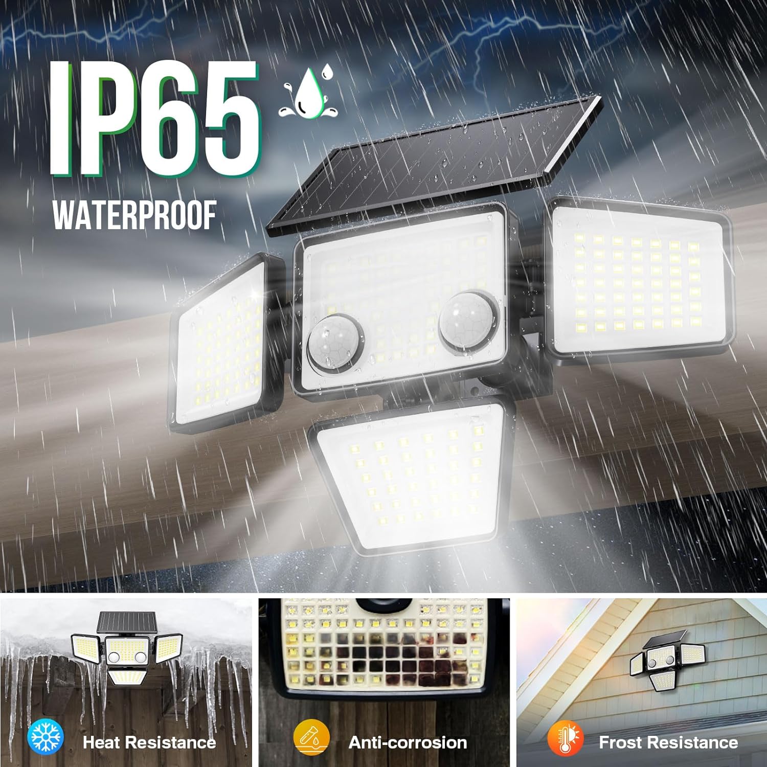 Szrsth Solar Flood Lights 3000LM, 2-Pack with Motion photo 7
