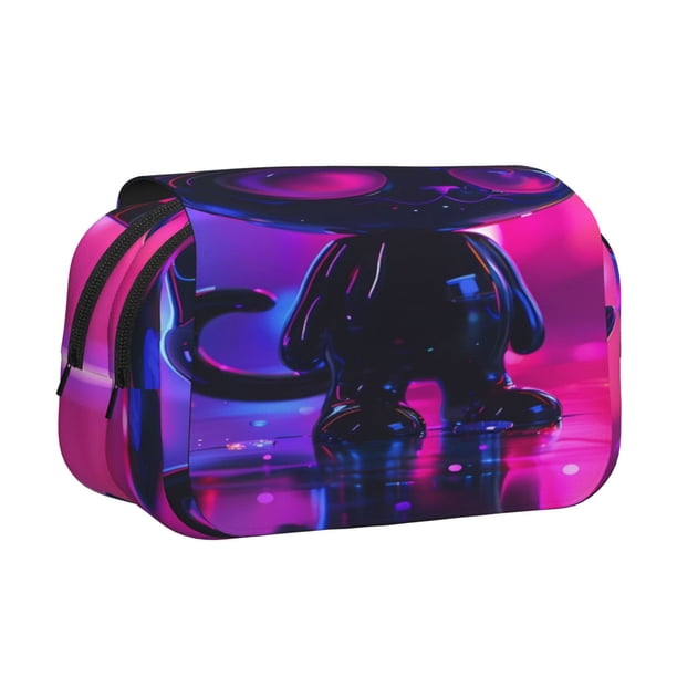 Easygdp Neon Toy Cat Reflections para Estuche de Lápices con Tapa Flip, Suministros de Oficina y Universidad para Adolescentes y Adultos