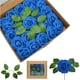 thumbnail image 1 of Bewildely Ramo de rosas artificiales de bajo mantenimiento y elegantes flores artificiales anchas, decoración de larga duración. Decoración azul, 1 of 6