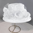 thumbnail image 4 of CheerKidz Women's Solid Color Wide Brim Organza Dress Hat with Floral Embroidery and Mesh Detail, Elegant for Formal Events (White,Free Size)., 4 of 6