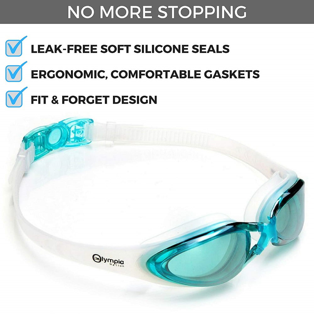 Olympic Nation Swim Goggles Anti-Fog G2 Aqua Blue Clear Vision Swimming Goggles for Aduts Youth Teenager