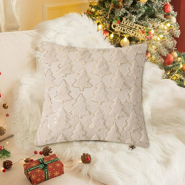 Funda de cojín decorativa navideña con copos de nieve | Funda de cojín para sofá cama de 40,6 x 40,6 cm | Decoración festiva para el hogar, sala de estar y habitación infantil