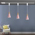thumbnail image 5 of FSLiving J-Type Track Lights,Adjustable Wire Length Freely,Modern Pendant Lighting Fixtures w/ Macaron Aluminum&Wood Shade for Kitchen Island,Bulb Not Included - Pink (1 Light), 5 of 9