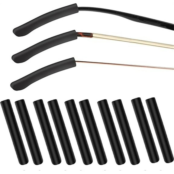GIXUSIL Silicone Glasses Ear Grip, Comfort Non Slip Glasses Ear Grippers, Glasses Ear Cushion, Eyeglass Temple Tips Sleeves Anti Slip Eyeglass Ear Pads for Sunglasses (5 Pairs, Black)