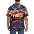 thumbnail image 3 of Vsdgher Starry Night Purple Irises Men's Cuban Shirt, Hawaiian Shirts, Business Casual Button Down Shirts, Short Sleeve Shirt-X-Large, 3 of 5