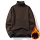 thumbnail image 2 of Suéter grueso con forro polar y cuello alto para hombre, suéter ajustado y cálido para jóvenes, suéter de otoño e invierno, parte superior inferior, 2 of 4