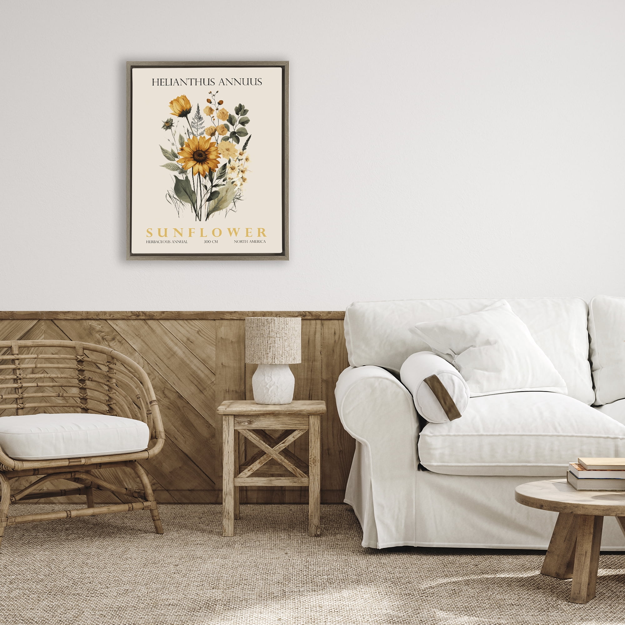 Stupell Industries Natural Sunflower Bundle Brown Framed Floater Canvas Wall Art, design by Christopher Giampietro