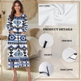 thumbnail image 6 of Yuyamidu Aztec Ethnic Gemoetric Bathrobe Sleepwear for Women Lightweight Long Sleeve Robe with Zipper Long Robes Blue Dressing Gown Plus Size 2XL Comfy Nightgowns, 6 of 7