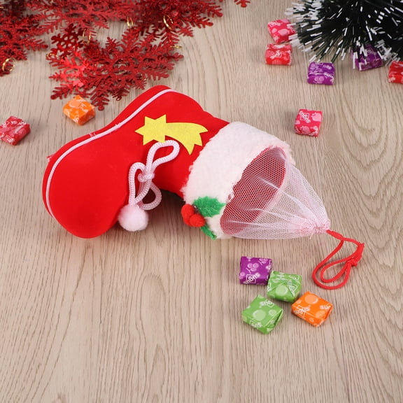 Minkissy Multi-Color Christmas Candy Sock Bag with Flocking, Reusable Holiday Treat Storage, 9.5 x 6.5 Inches
