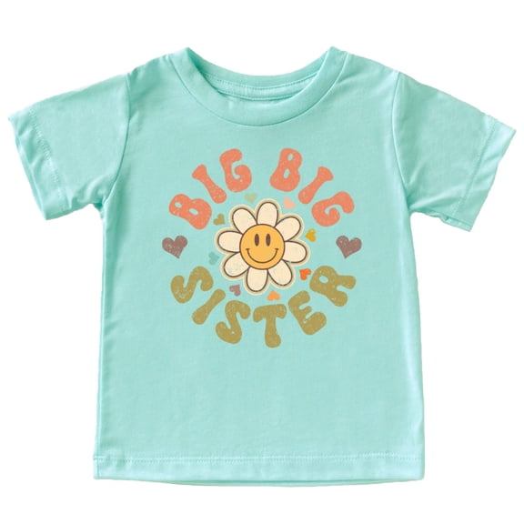 Big Big Sister Groovy Daisy Shirt for New Baby Pregnancy Reveal Outfit for Baby and Toddler Youth Girls Chill Shirt Youth Large