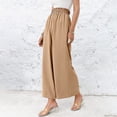 thumbnail image 3 of Pantalones casuales de pierna ancha para mujer, pantalones de chándal fruncidos con bolsillo y cinturón de cintura alta, S-XXXL Adepaton  BST3001552-6, 3 of 5