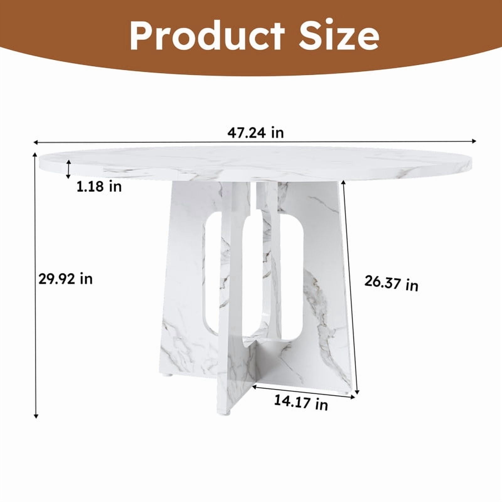Accent Spliced Design Tabletop Round Dining Table for 4, Farmhouse Indoor Kitchen Table with Cross Base & Adjustable Foot Pads