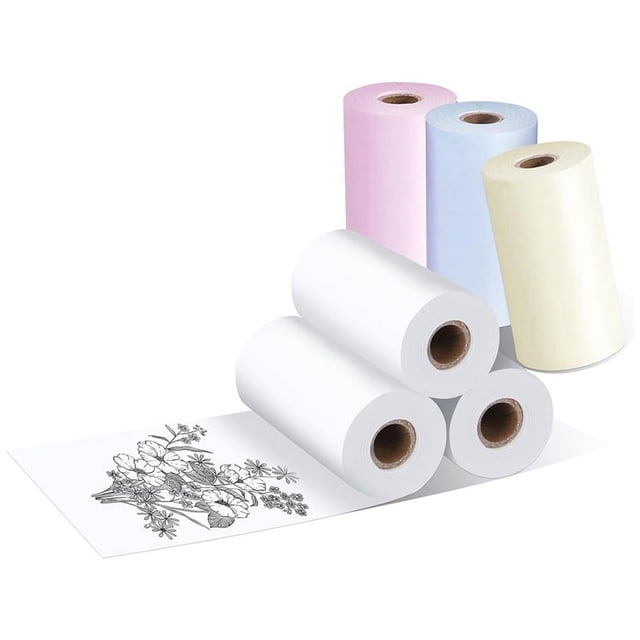 Mini Printer Paper for Inkless Portable Bluetooth Printer Thermal Pocket Printer, 57mm x 30mm, 6 Rolls