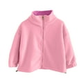 thumbnail image 3 of Girls Polar Fleece Jacket Fuzzy Sherpa Zip Up Stand Collar Coat Fall Winter Warm Outwear with Pockets for Kids 3-12 Years, 3 of 6