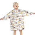 thumbnail image 3 of Beige Wave Cow Flower Pattern Blanket Hoodies for Kids 6-13YR Oversize Wearable Blanket Hoodies for Boys Girls Teens, 3 of 7